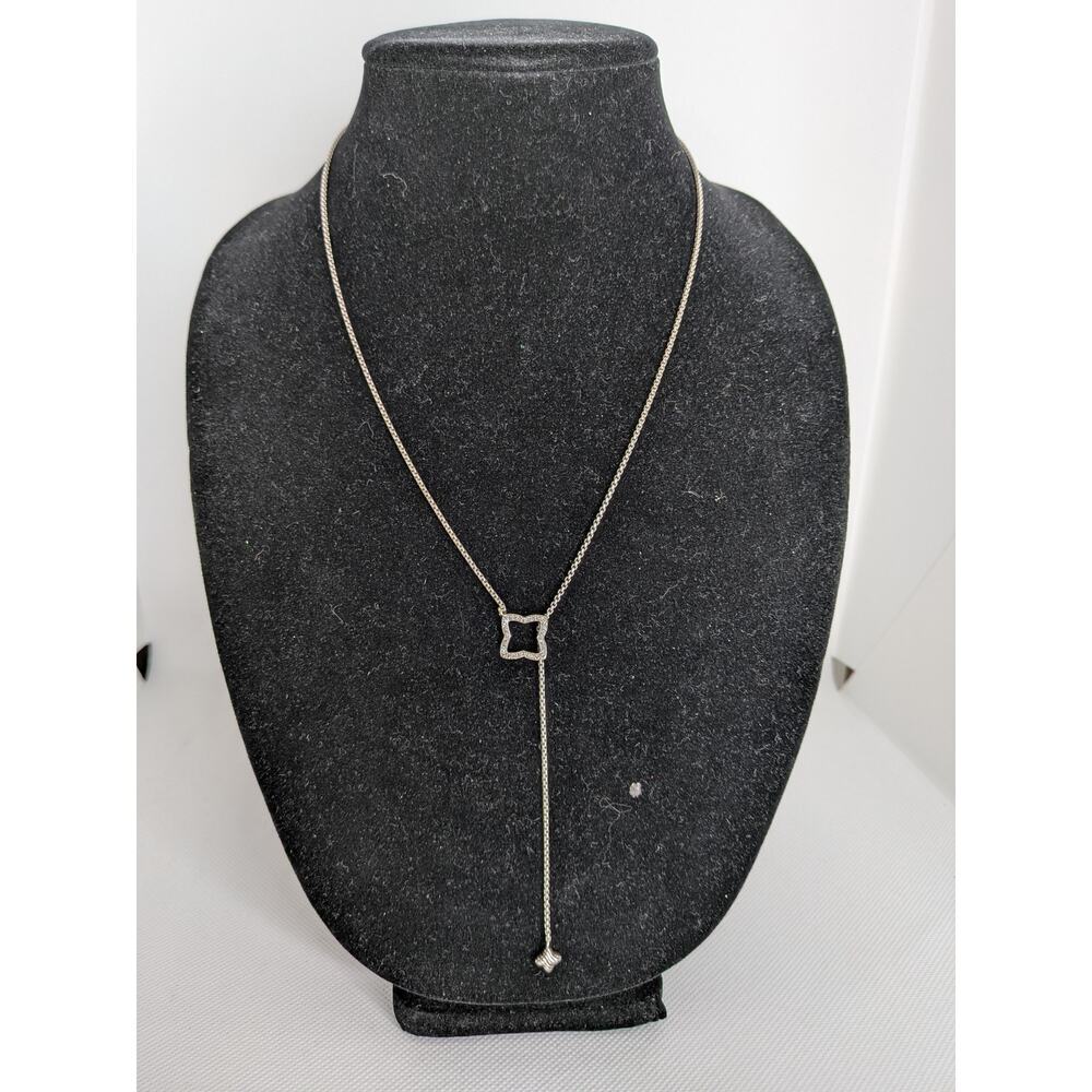 David Yurman Sterling & 18K Yellow Gold Diamond 24.5” Quatrefoil Lariat Necklace